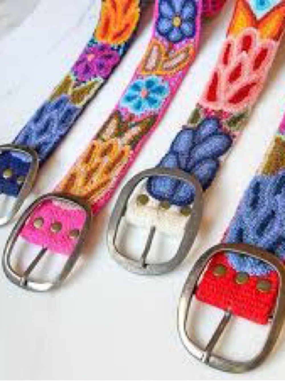 Embroidered Floral Woven Belt - Multicolor